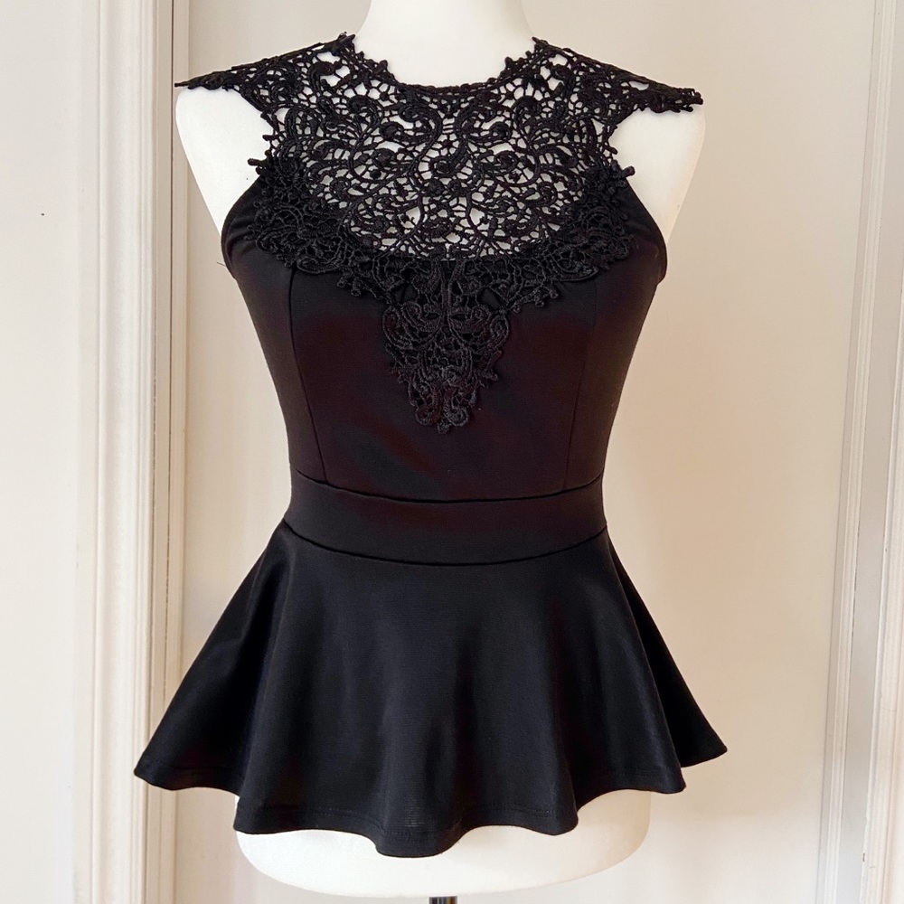 Julie’s Closet Black Peplum Top